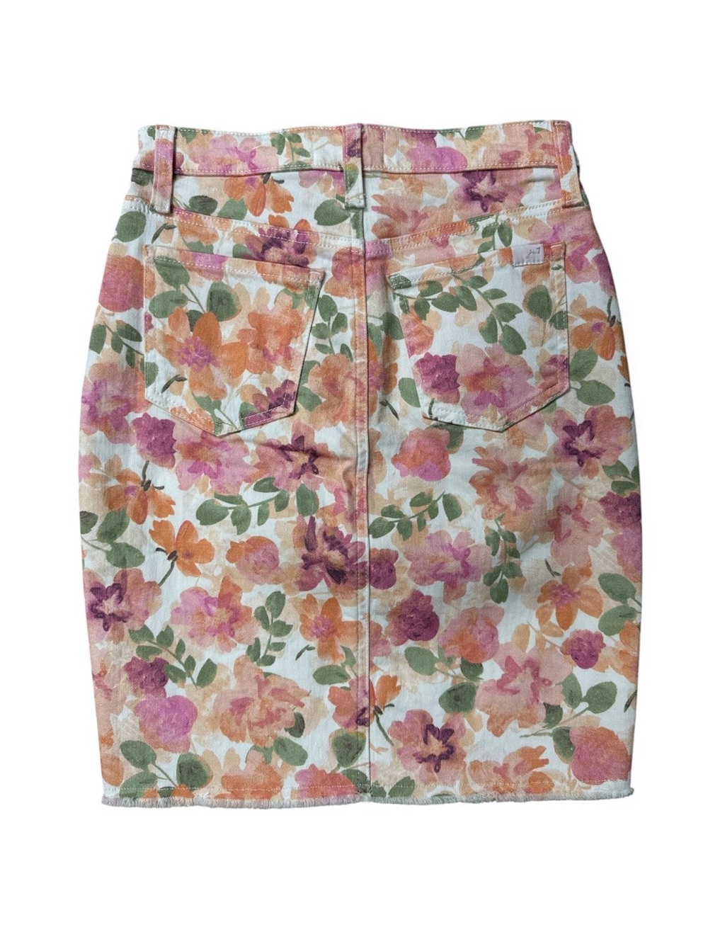 7 For All Mankind Floral Pencil Skirt in Pink, Orange & Green